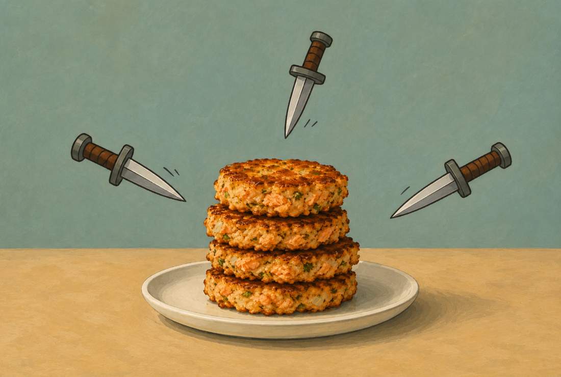 Since When Do We Bring Daggers to a Salmon Cake?